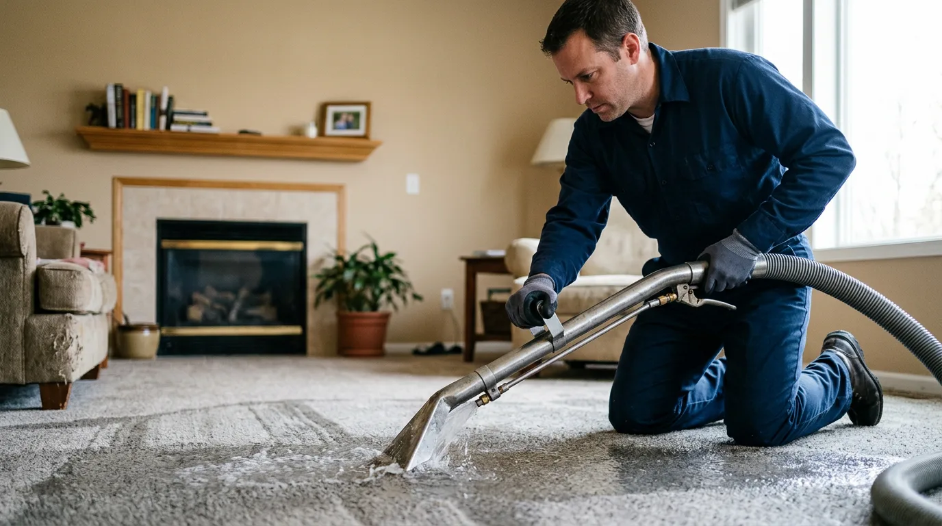 Water damage restoration technician working near Lincolnville, KS